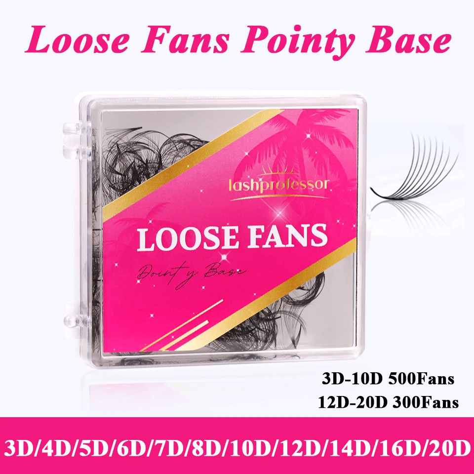 

100/300/500Fans Pointy Base Premade fan Lashes Eyelash Extensions 6D/8D/10D/30D Loose fans Sharp Russian Volume Lash Custom Logo