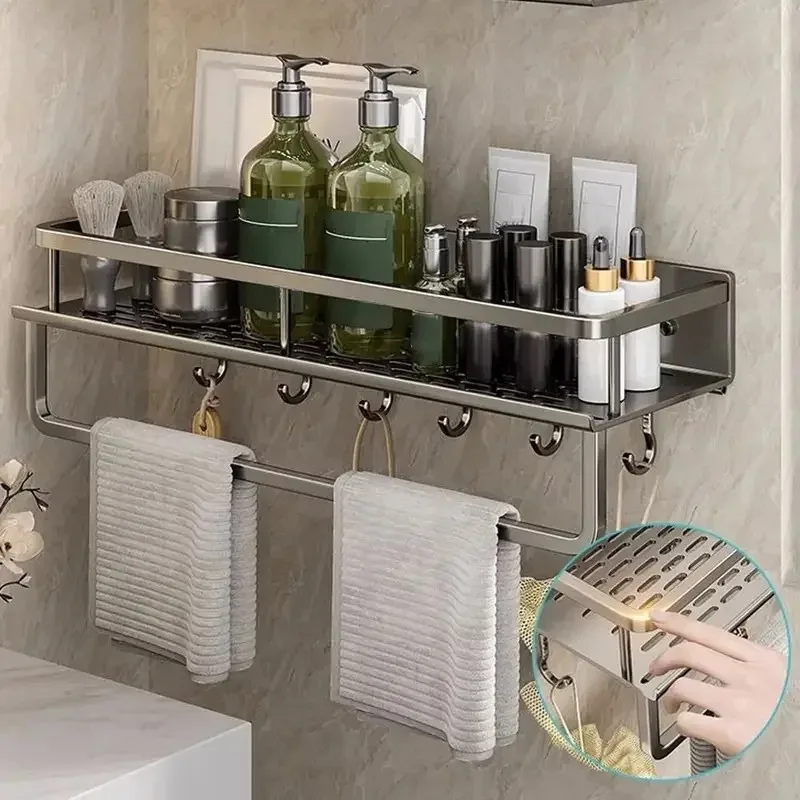 Aluminium-Küchenregal zur Wandmontage, Gewürz-Organizer, rost- und feuchtigkeitsbeständig, Aufbewahrungsregale für Badezimmer-Toilettenartikel