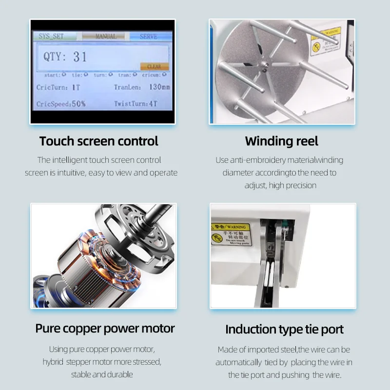 Máquina enrolladora de cables automática multifunción de 3-40mm con pantalla táctil, organizador profesional de bobinadora de cables para alimentación de datos, USB, HDMI