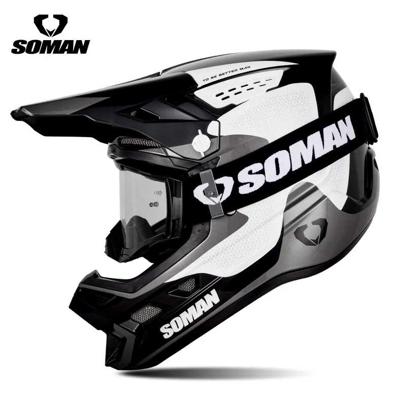 SOMAN Professional Racing Motocross Helmet Off Road Helmet Motocross Helmet with Goggles Full Face Offroad Helmet ATV Motorcycle