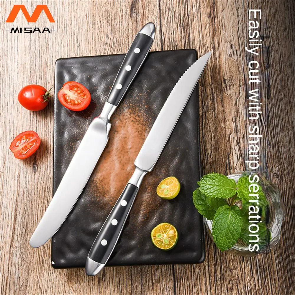 Knife And Fork Rounded Mirror Light Process Wear Resistance Preferred Steel V-shaped Cutting Edge Steak Tableware Sharp Durable