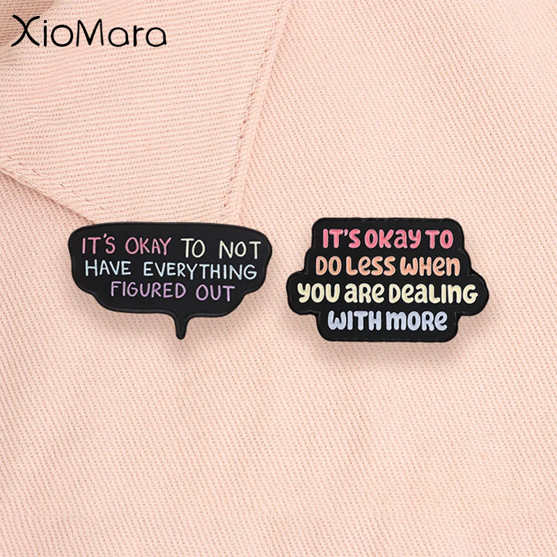 Self‑acceptance Quote Enamel Badge Self‑care Inspirational Mental Health Affirmation Phrases Pins Lapel Brooches Jewelry Gifts