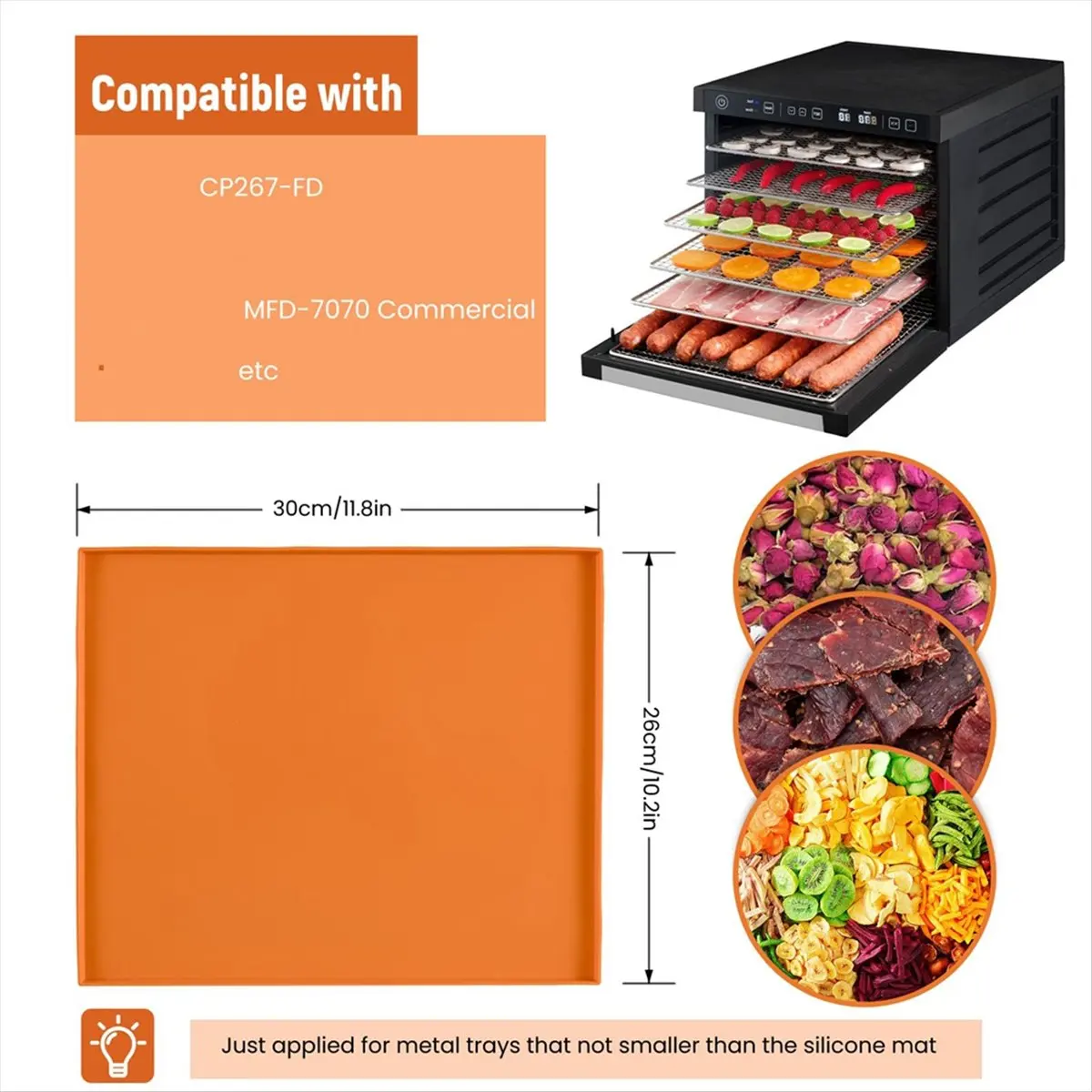 KSOL Silicone Dehydrator Trays for Making Fruit Leather, Non Stick Dehydrator Trays with Raised Edge Reusable Silicone Mats