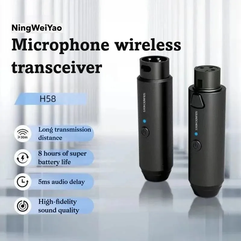 

2.4GHz UHF wireless microphone converter XLR mic adapter 4 channels dynamic mic wireless transmitter and receiver