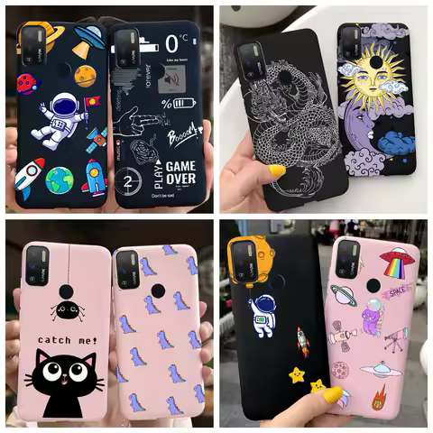 For TECNO Camon 15 Air CD6 Case Cute Astronaut Cartoon Silicone Soft TPU Back Cover For TECNO Camon 15 Spark 5 Air Spark5 Pro