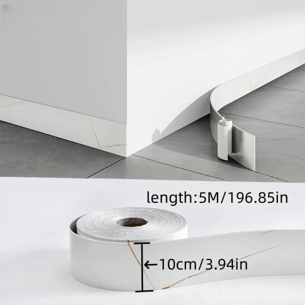 1pc 10cm X 5m PVC Self-Adhesive Marble Baseboard Sticker - Waterproof Skirting Board Protector for Corner Window Sill Home