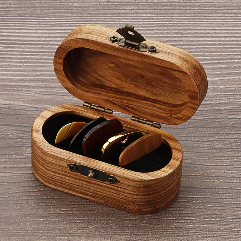 

1Set Guitar Pick Set Wooden Holder Walnut Wood Durable Storage Box for Acoustic Electric Bass Guitar Accessories