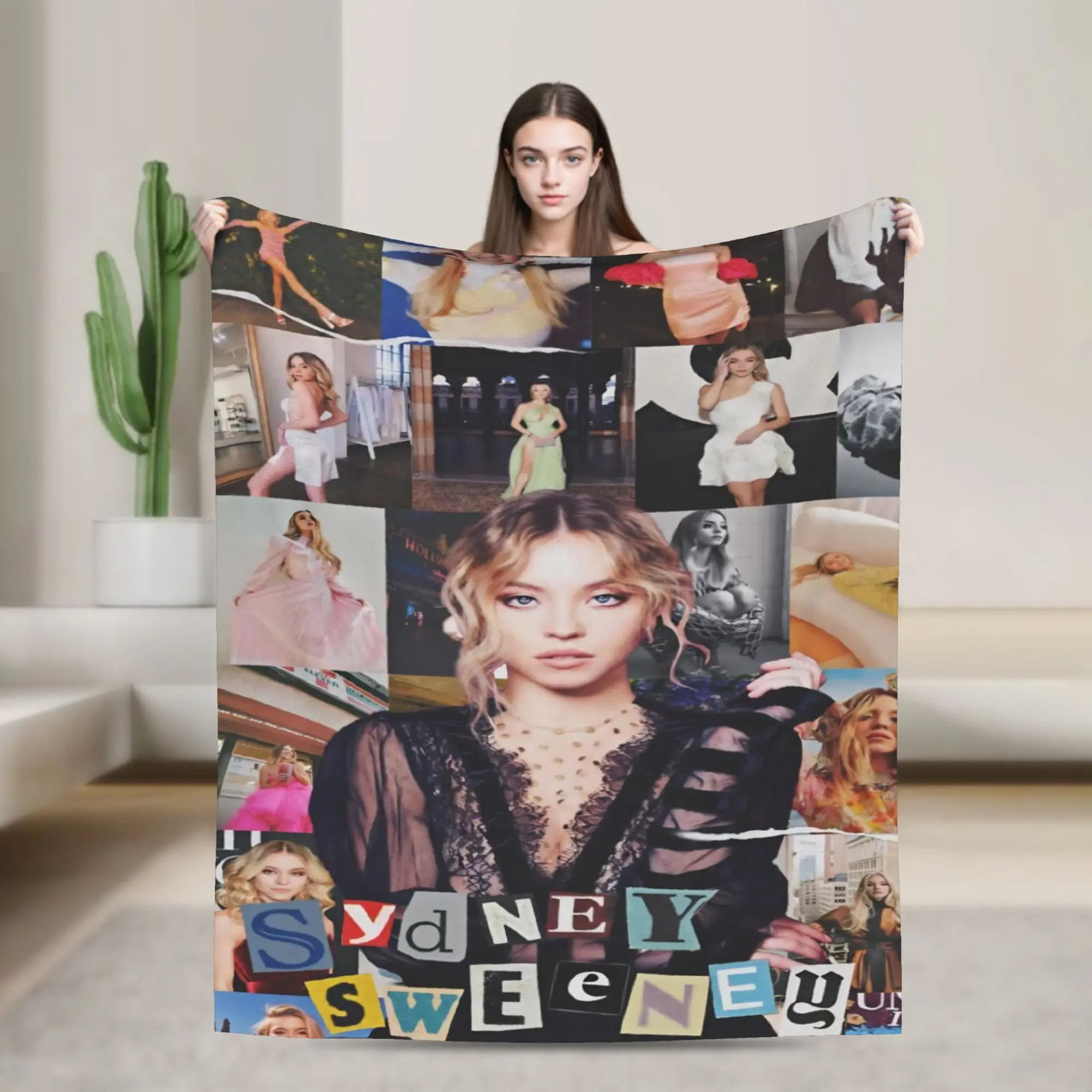 Сидней Сланея, американская актриса, одеяло с фотоузором, качественное теплое одеяло, зимнее одеяло для кемпинга, дивана, кровать, уличное трендовое покрывало