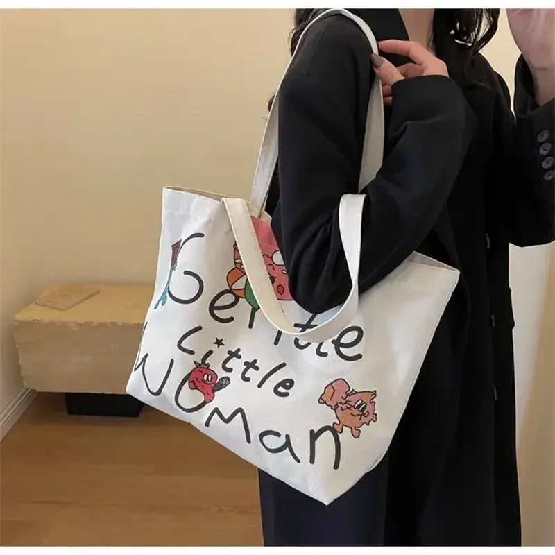 

Canvas Shoulder Bag Fashion Simple Bag for Women Large Capacity Printed Casual Outdoor Commuting Trip Large Capacity Tote Bag