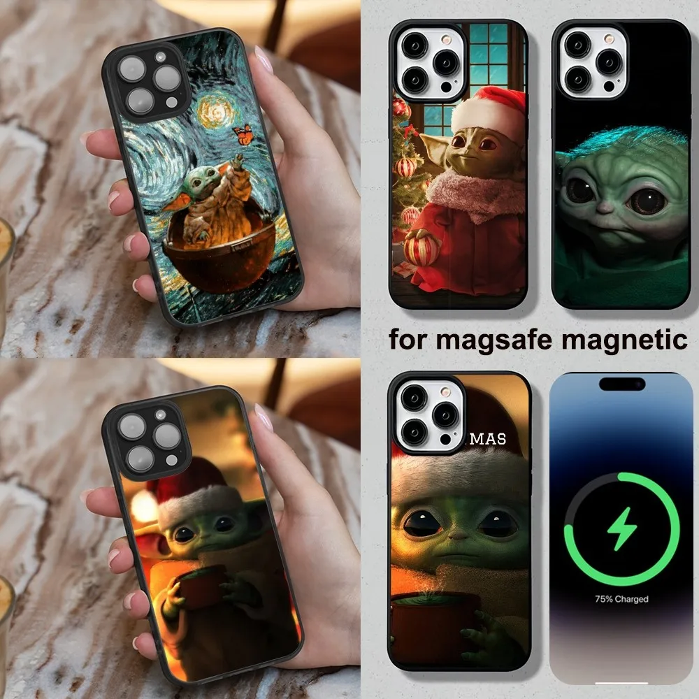 Cute Baby Y-Yoda Phone Case For iPhone 16,15,14,13,12,11,Plus,Pro,Max,Mini Soft Magesafe Magnetic Wireless Charge