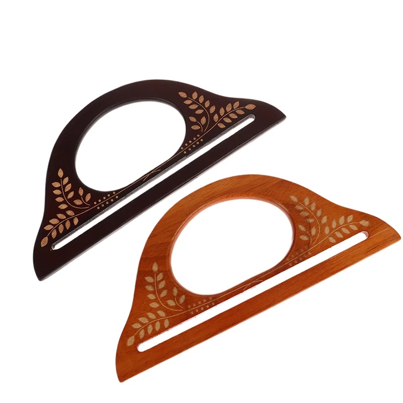 2Pcs Wooden Handle Handmade Purse Frames Wood Handbag Sewing Brackets DIY Handles For Making Bags Accessories 2 Colors