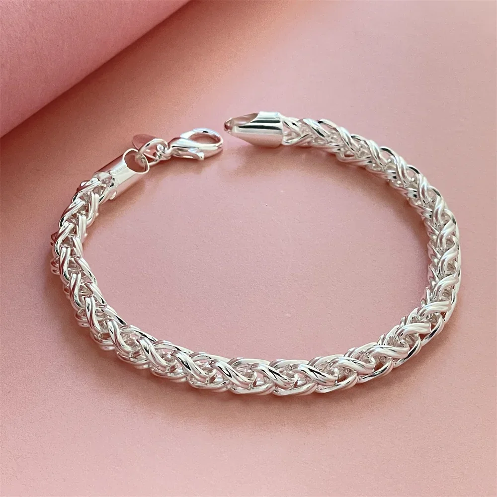 Fashion Jewelry 925 Sterling Silver Bracelet 6MM20CM Suitable for Women Fashion Wedding Party Gift Jewelry