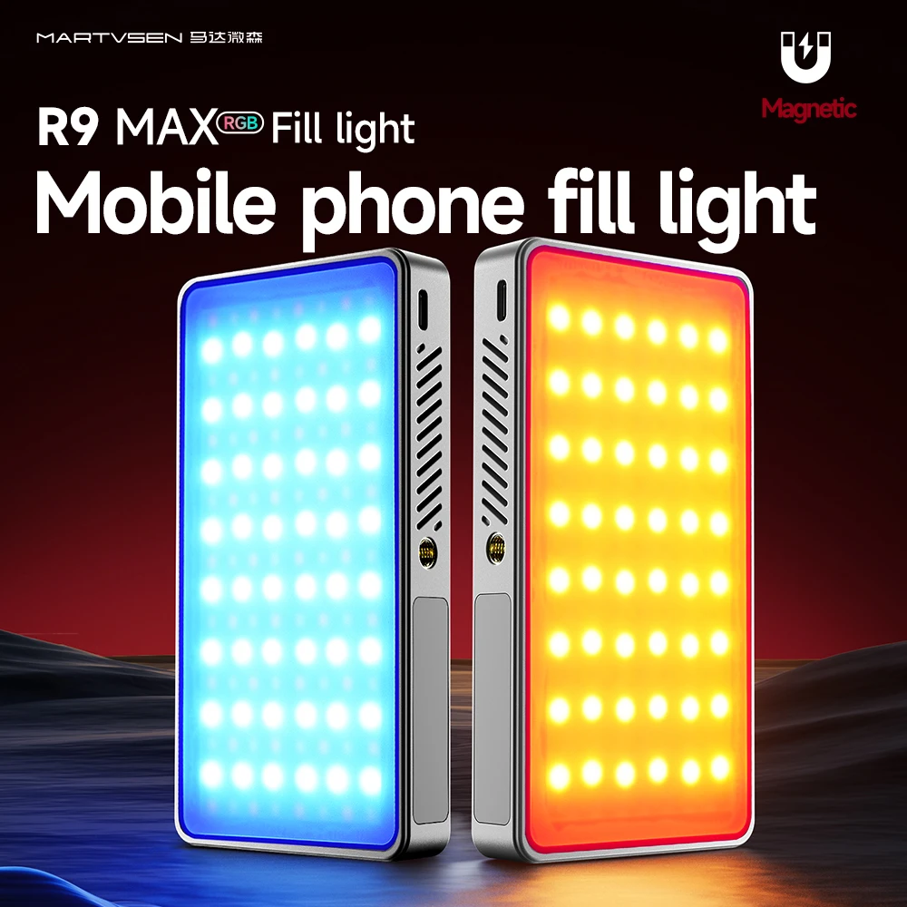 Mini cámara RGB a todo color recargable R9PRO, luz de relleno LED para fotografía, teléfono móvil portátil, Selfie, transmisión en vivo, luz de vídeo