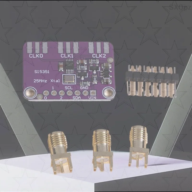 

Часовой генератор Si5351A, 3–5 В постоянного тока, коммутационная плата генератора сигналов широкого диапазона, от 8 кГц до 160 МГц, совместимость с I2C.