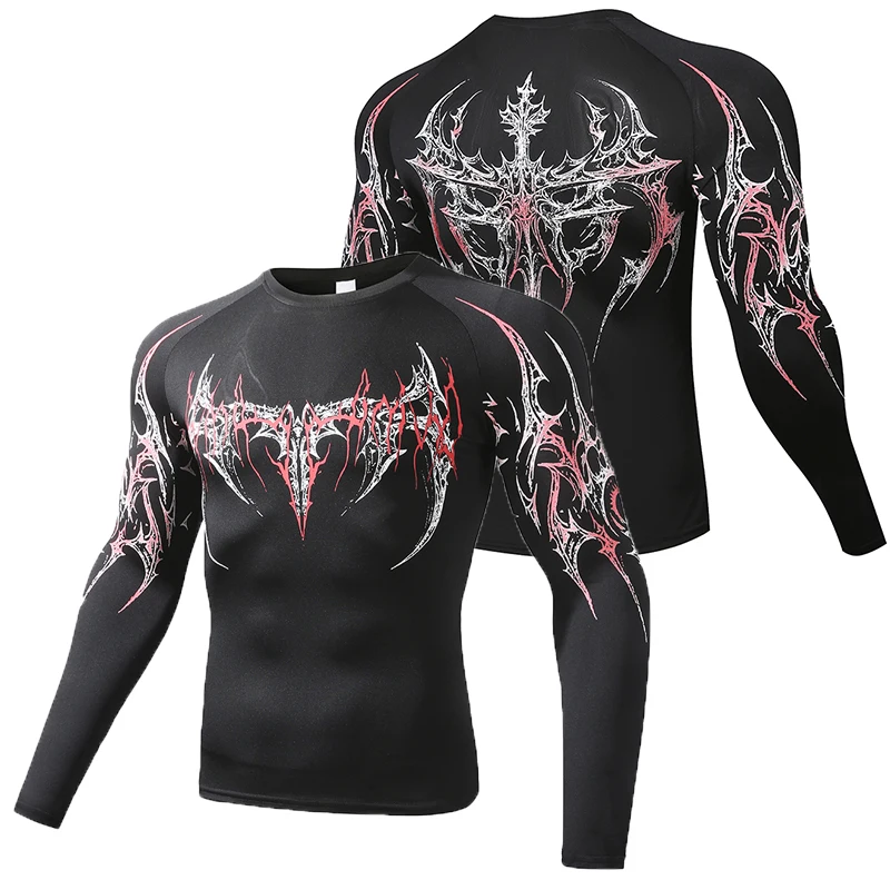 Kompressions-Shirt für Herren, Casual Skinny T-Shirt, Elastische Männerkleidung, Tops, Sportbekleidung, Eng Anliegendes Modisches Langarm-T-Shirt für Männer