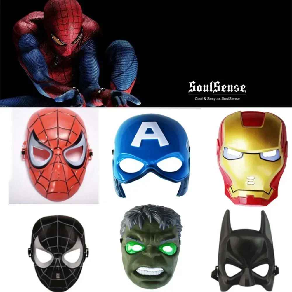 Hot Marvel Spiderman Masks Hulk Iron Man Captain America  Figure Led Light Collection Decoration Cosplay Model Children Toys