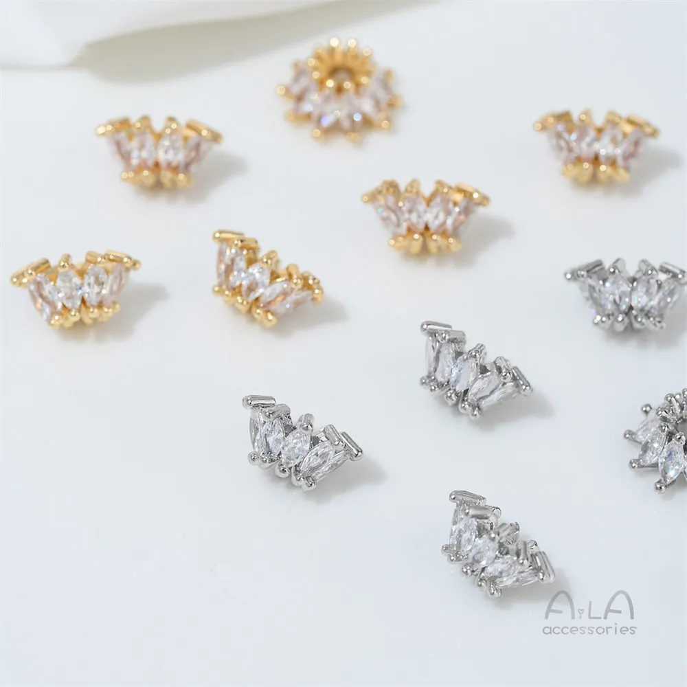T379 14K Gold-plated Zircon Lotus Flower Stand Flower Cap Spacer Beads Diy Handcrafted Beaded Necklace Jewelry Accessories view 3