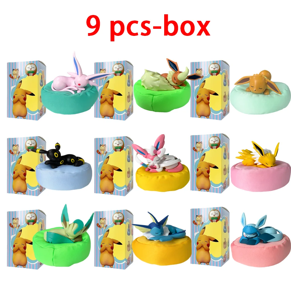 Anime Pokémon Blind Box Eevee Familie Schlaf-Serie Figuren 1-9 Stück Eevee Schlaf-Serie Handpositioniertes Spielzeug Geschenk für Freunde – Detail 11