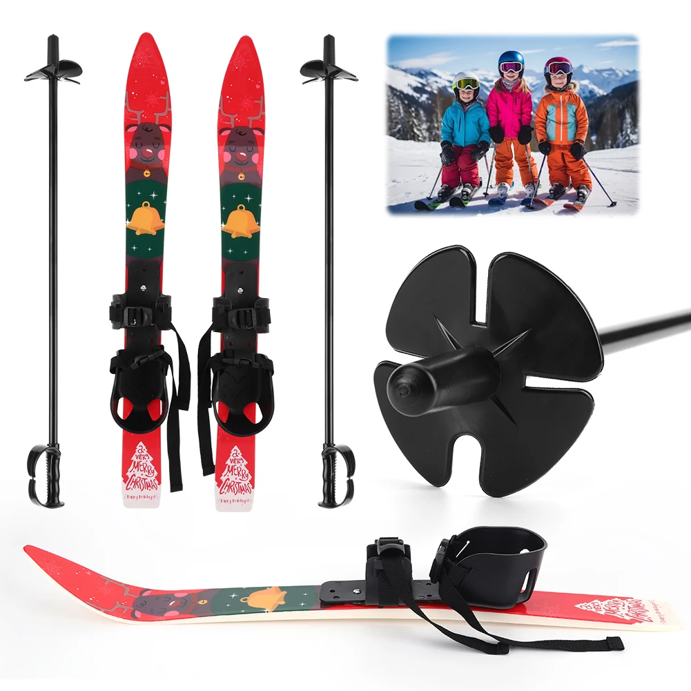 Sci per bambini Snowboard con 1 paio di bastoncini da sci Bambini Sport all'aria aperta Snowboard Sport invernali Tavola da sci per bambini 3-8 anni