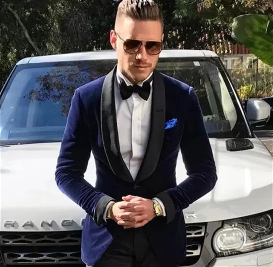 Veludo masculino ternos 1 pçs blazer um botão entalhado lapela formal casamento escritório noivo negócios baile de formatura vestido de noite feito sob encomenda