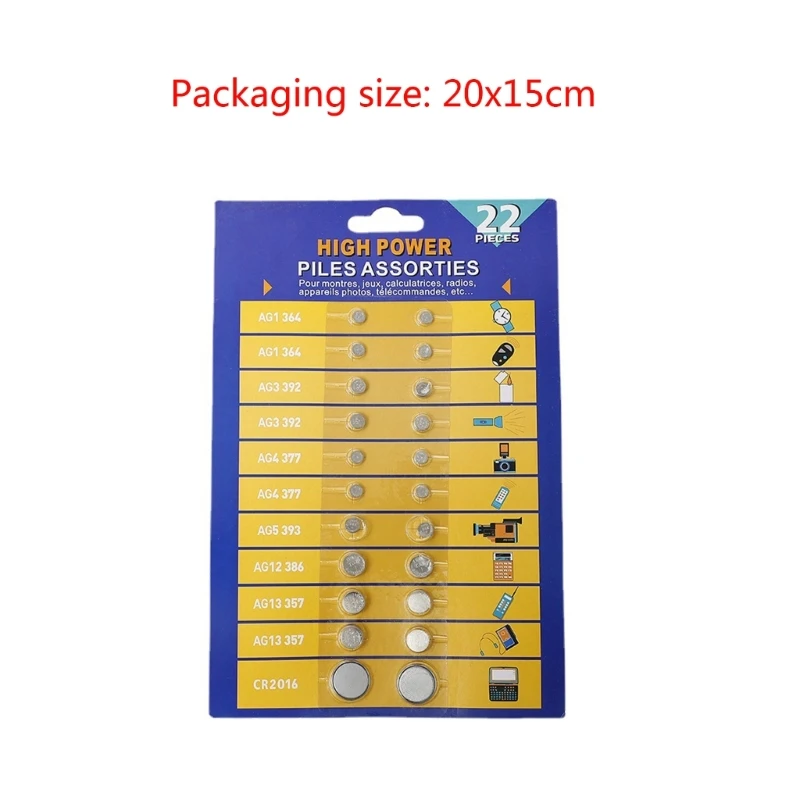 Pack of 22 Button Cell Batteries Coin Cell Battery for Electronics Devices