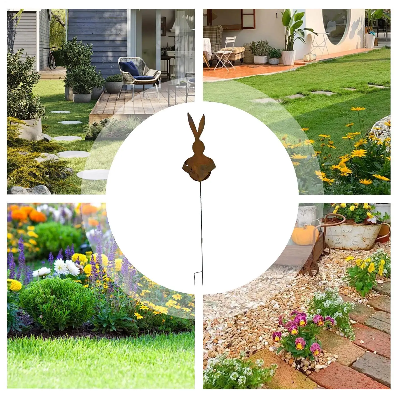 Patio Plant Stand Metal Rustic Cute Flower Pot Garden Signs Easter Yard Decorations For Outdoor Farmhouse Pathway Patio Lawn view 5