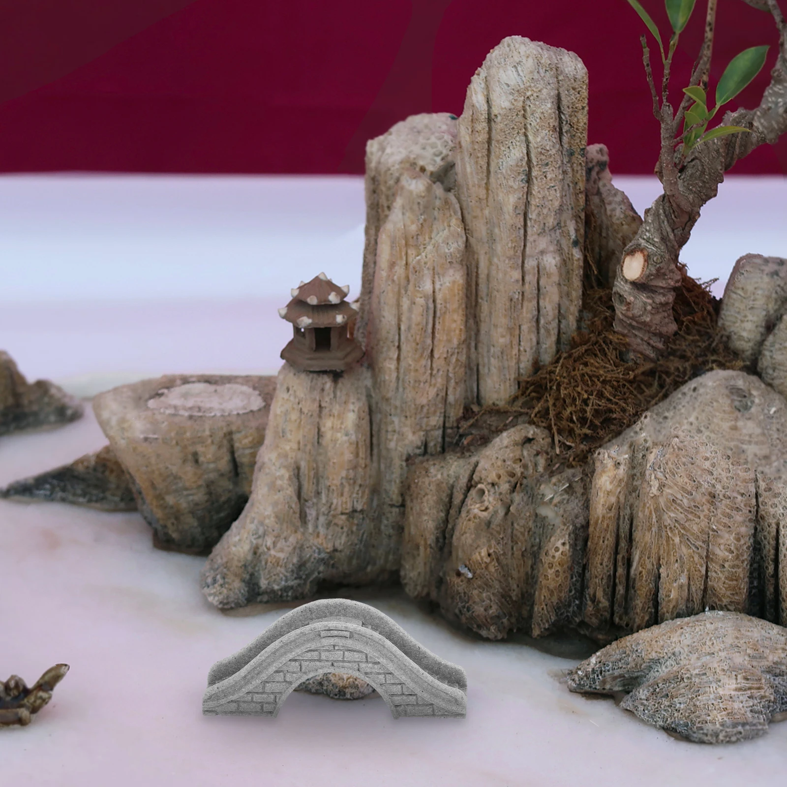 

2pcs Miniature Stone Bridge For Bonsai Aquarium Garden Decor Simulation Rock Fish Tank Landscape Ornament Micro Scene Craft