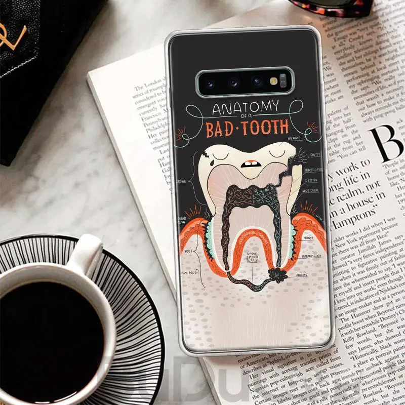 Wisdom Teeth Dentist Tooth Cover For Samsung Galaxy S23 S22 S24 Ultra S21 Plus S20 FE Phone Case S10 + S10E S9 S8 Print Coque