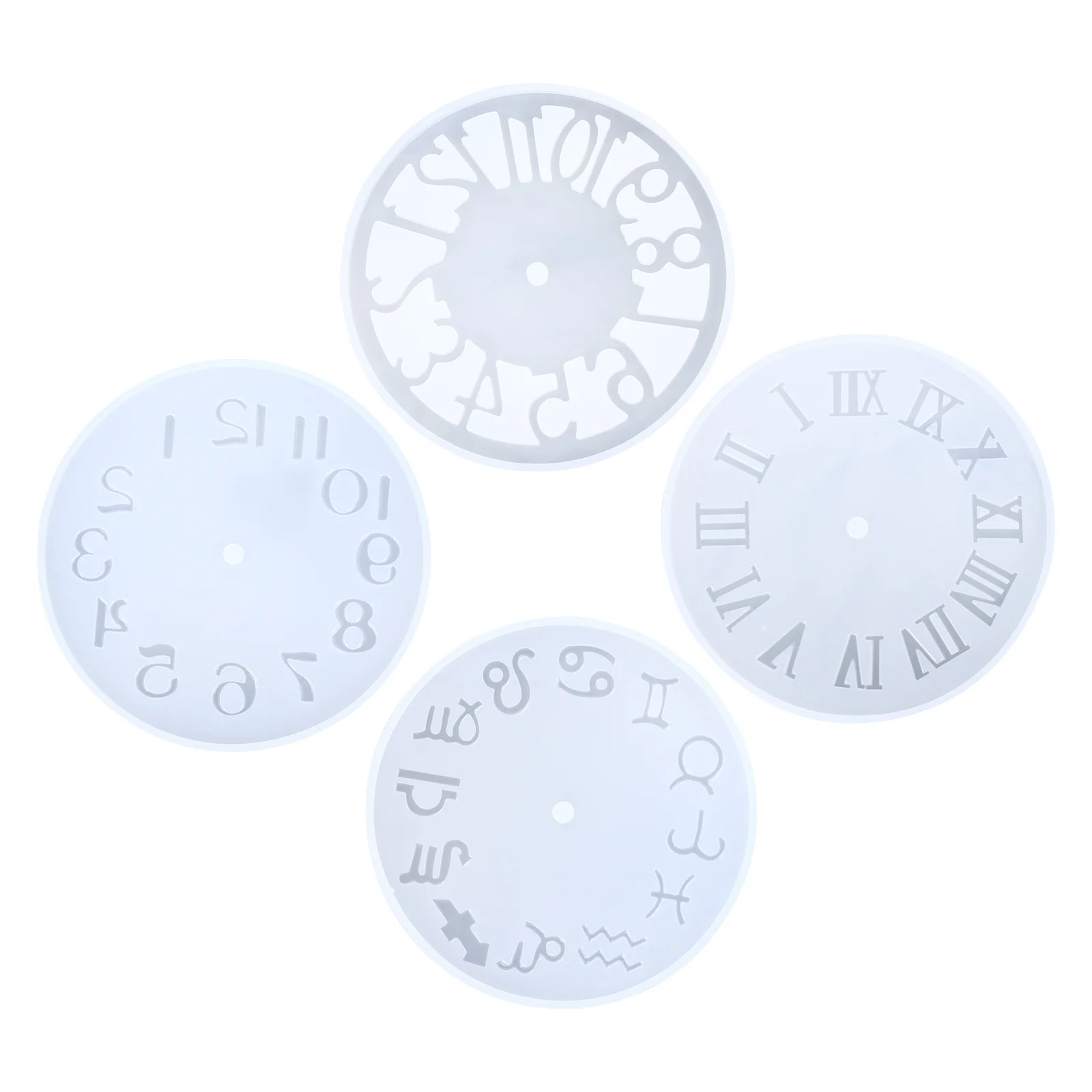 

4Pcs Clock Mold DIY Art Moulds Roman Numerals Constellation Silicone Resin Craft Accessories Oven Microwave Freezer Dishwasher
