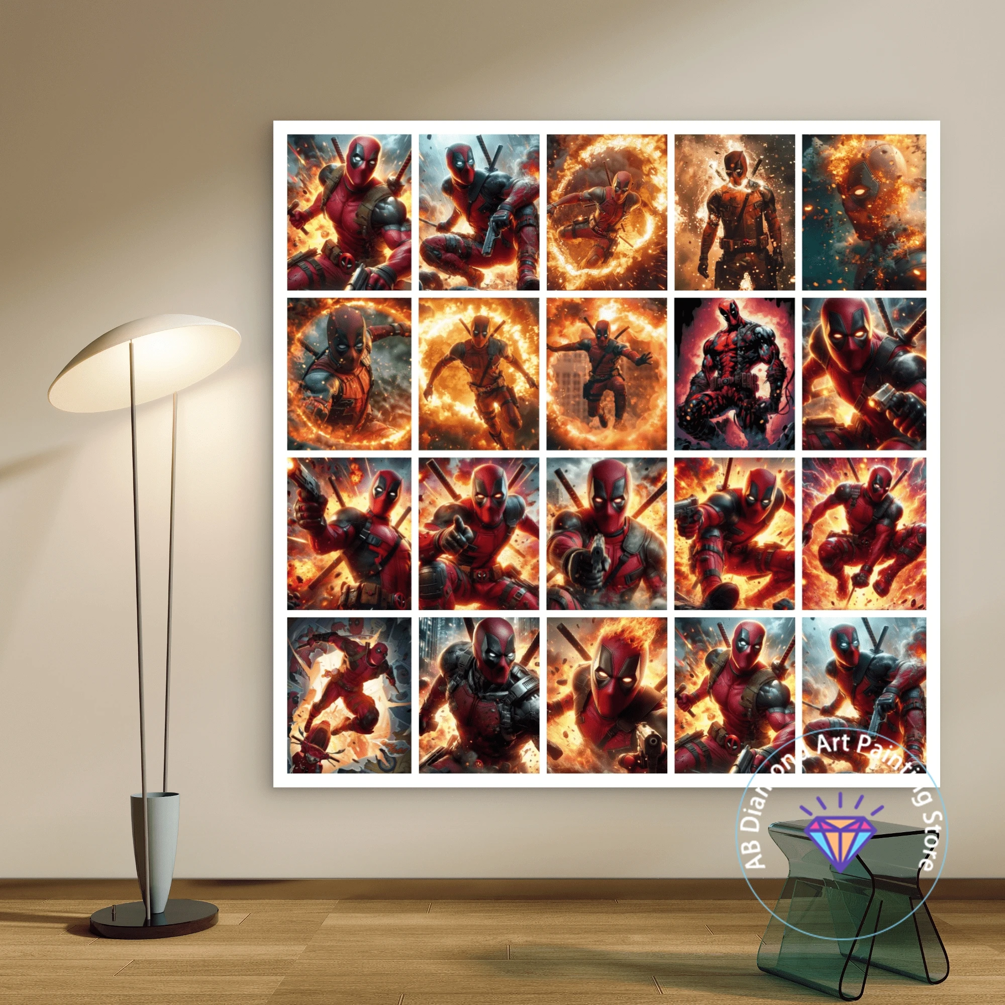 

Deadpool Marvel Movie AB Diamond Painting Kit 5D DIY Diamond Embroidery Cross Stitch Handmade Gifts Crafts Home Decor