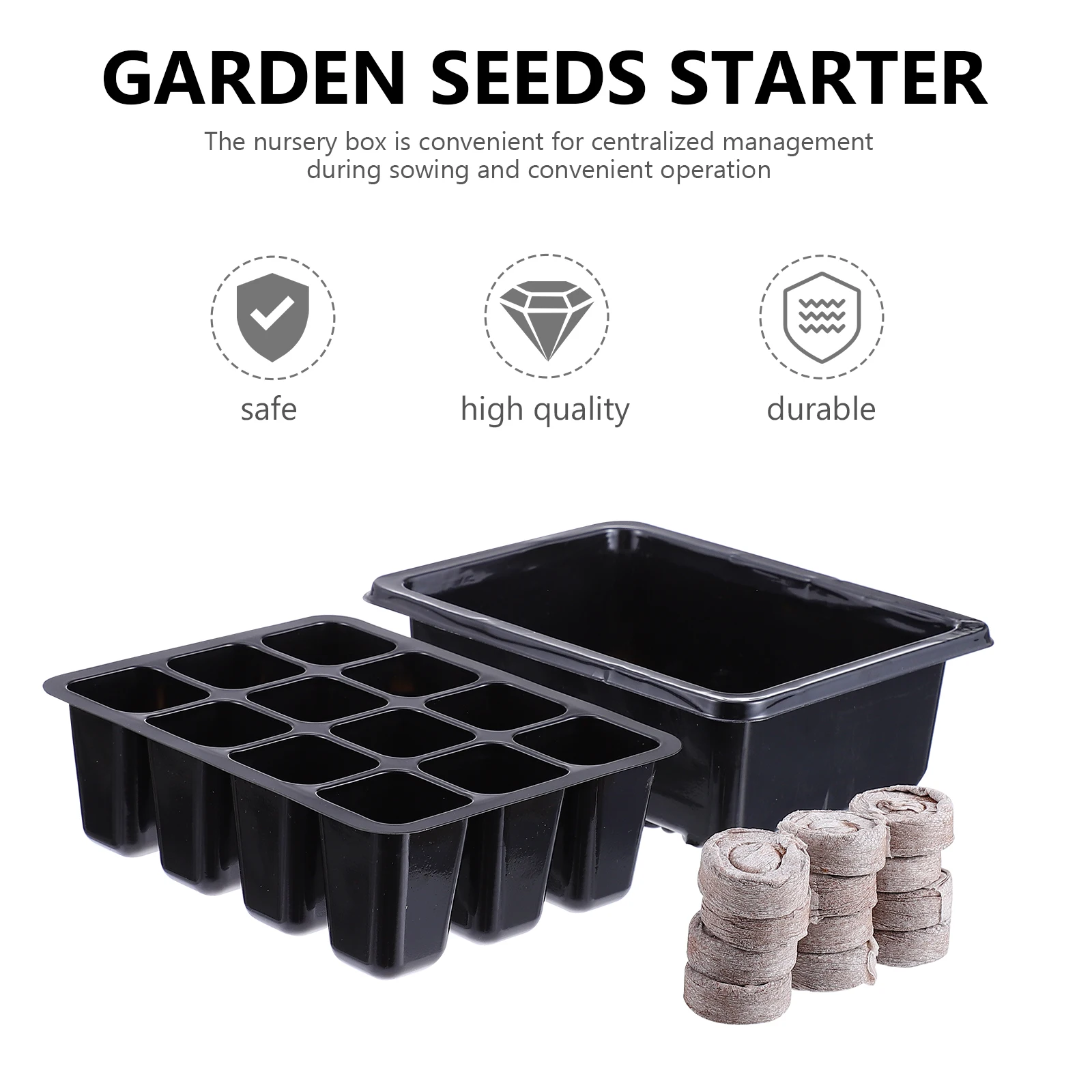

12pcs 12-Cell Seed Starter Tray With Peat Pellets Garden Propagator Set For Growing High Quality Plastic Durable
