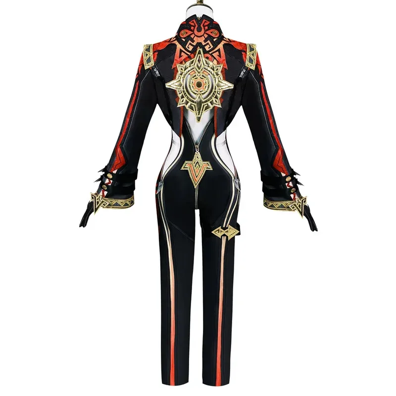 

aaa12 3Mavuika Cosplay Genshin Impact Game Pyro Archon Mavuika Women Black Costume Full Sets Wig SuitsComic-con Party Dr