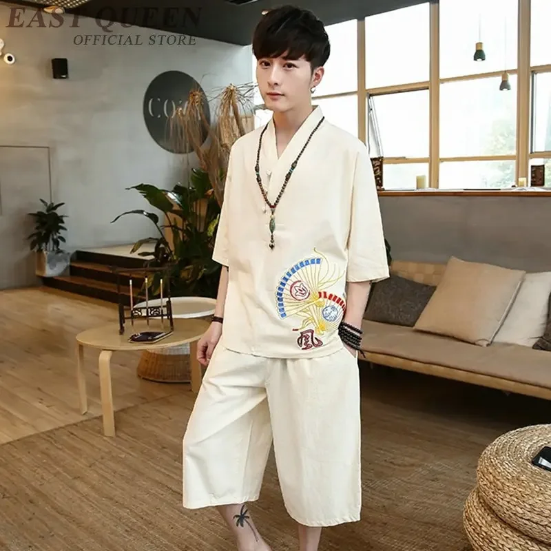 Men'S Clothing Large Size Tracksuit 2024 Summer Suit Linen T-Shirt Fashion Male Set Chinese Style Shorts Two Piece Suit FF446