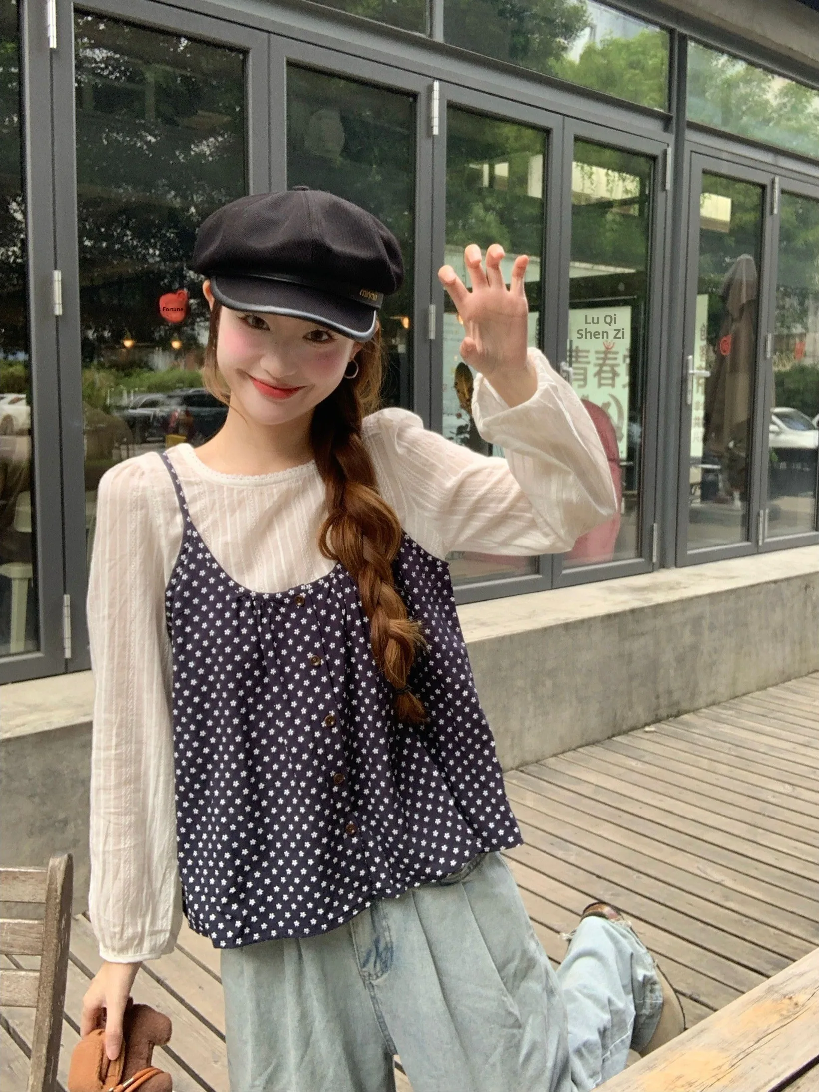

Casual Floral Print Long Sleeve Shirt Women's Spring Autumn New Style Patchwork Versatile Top Comfortable Korean Style Loose Fit