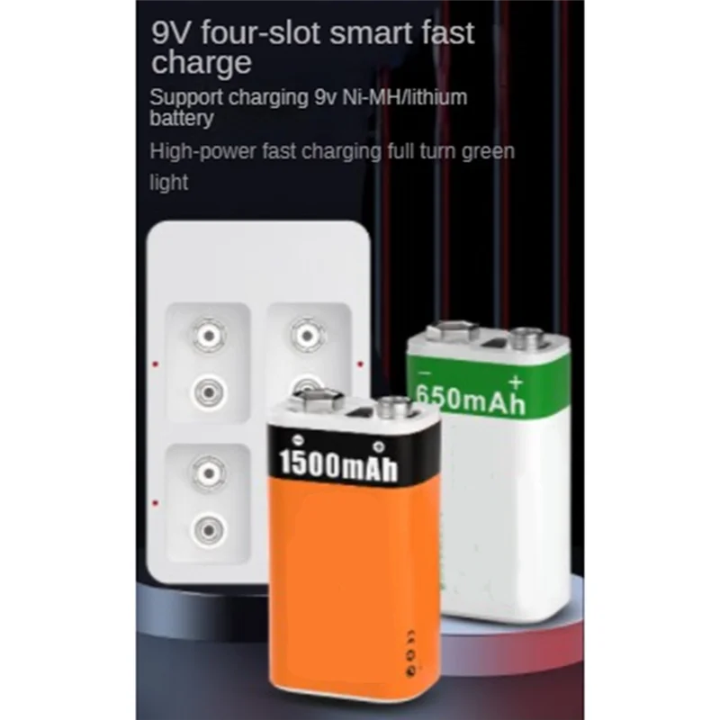 carregador-de-bateria-rapido-abgn-4-slots-9v-com-indicadores-led-cabo-usb-para-baterias-recarregaveis-de-9v-ni-ni-cd-li-ion