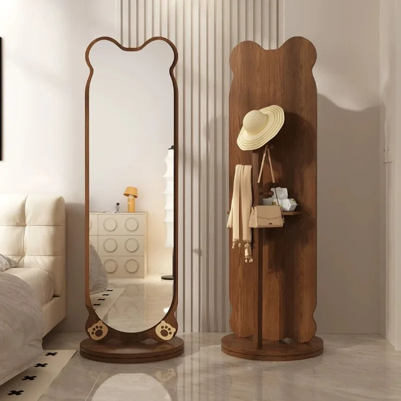 

Rotating Floor Mirror New Chinese Style with Storage Board Bedroom Full Body Rotatable Cloakroom Fir Universal