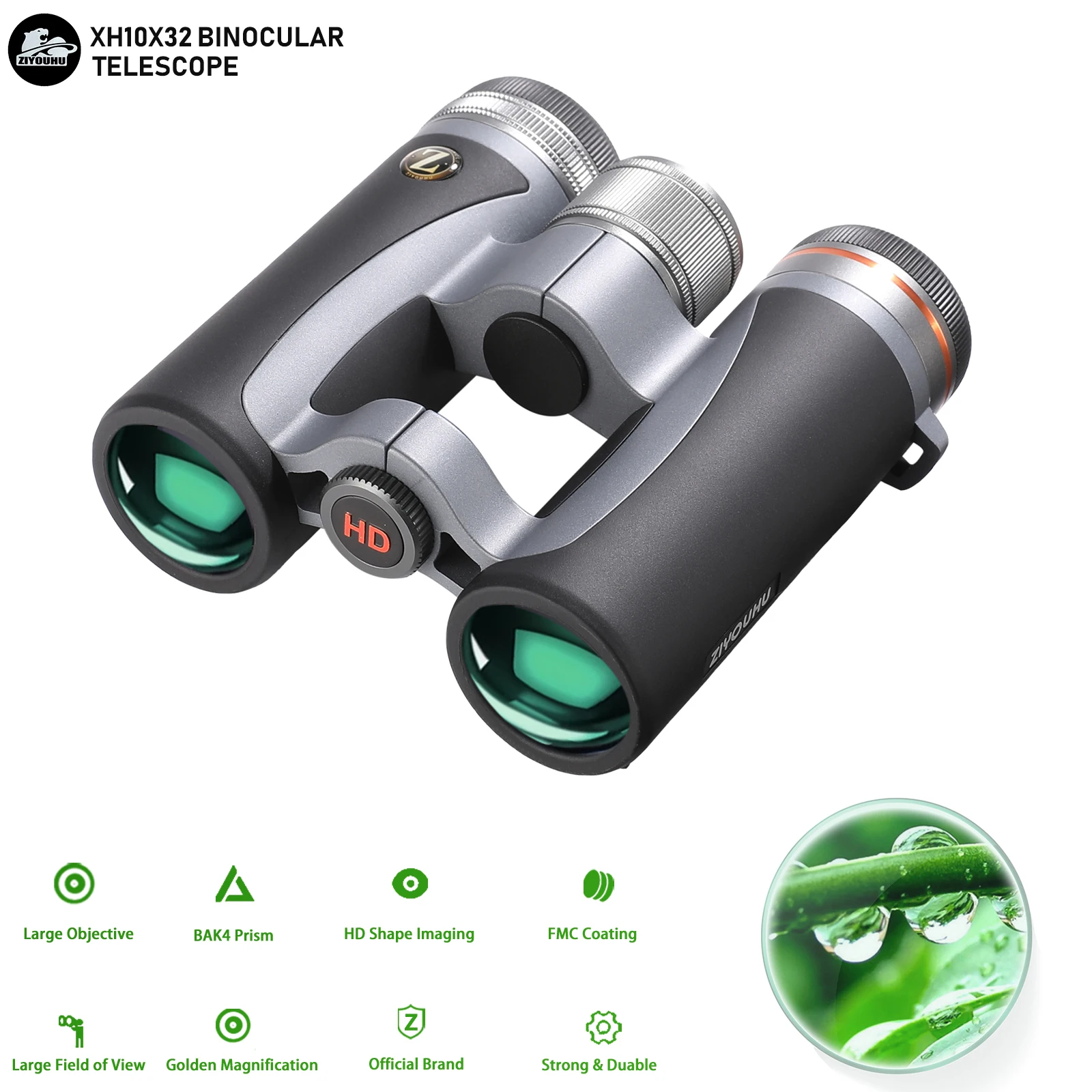 

ZIYOUHU 10X42/10X32 Binoculars HD Clear Visual FMC Coating 10x Magnification Large Field of View for Outdoor Camping Traveling