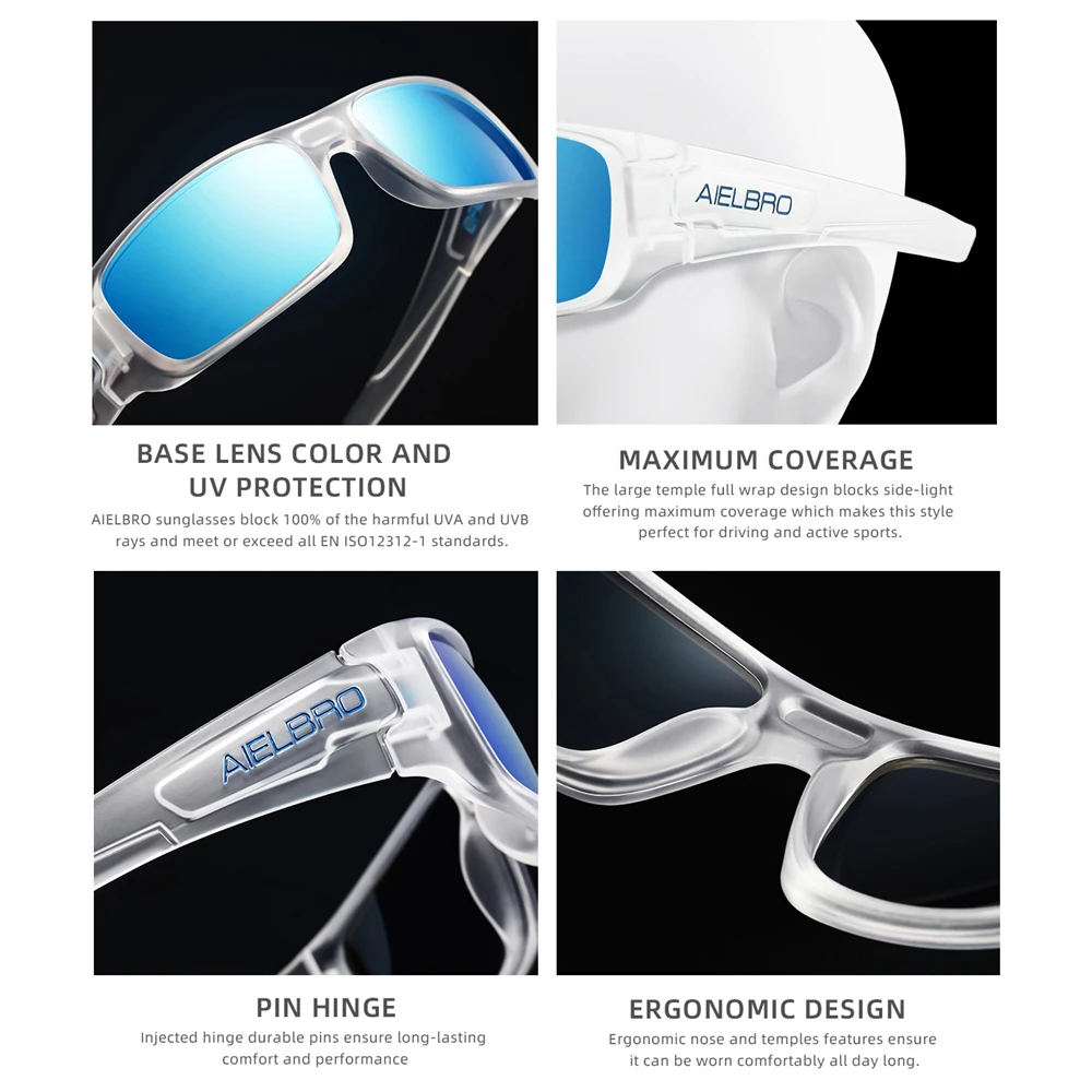 4PCS Sun Glasses – Unisex Square Frames with UV400 Lens, Perfect for Driving, Golf, Fishing All-Weather Outdoor Activities