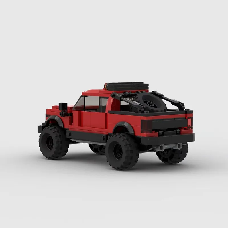 MOC F150 شاحنة صغيرة حمراء اللبنات 4x4 نموذج تجميع المركبات لعبة البناء الإبداعية للبالغين #2