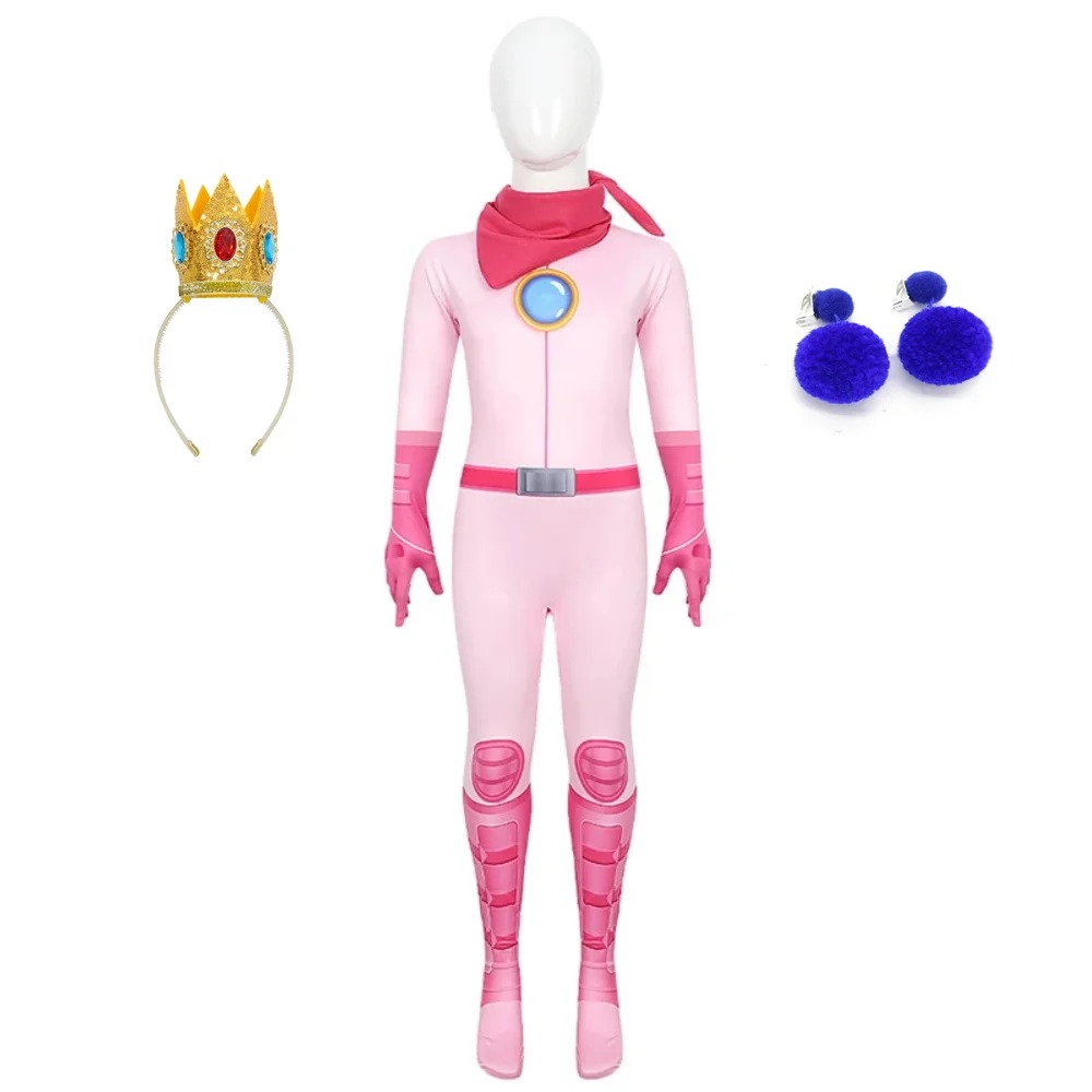 

Children's Carnival Peach Princess Cosplay Costume For Girls Pink Body Jumpsuit With Accessory Halloween Birthday Party Sets