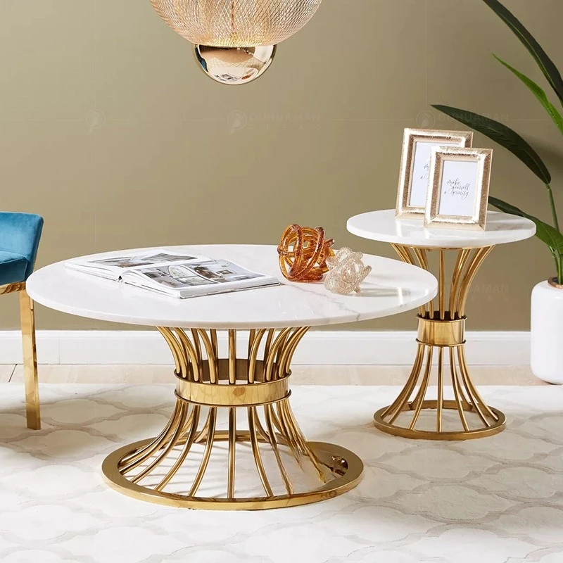 Light luxury stainless steel negotiation table Modern casual marble dining table Coffee table