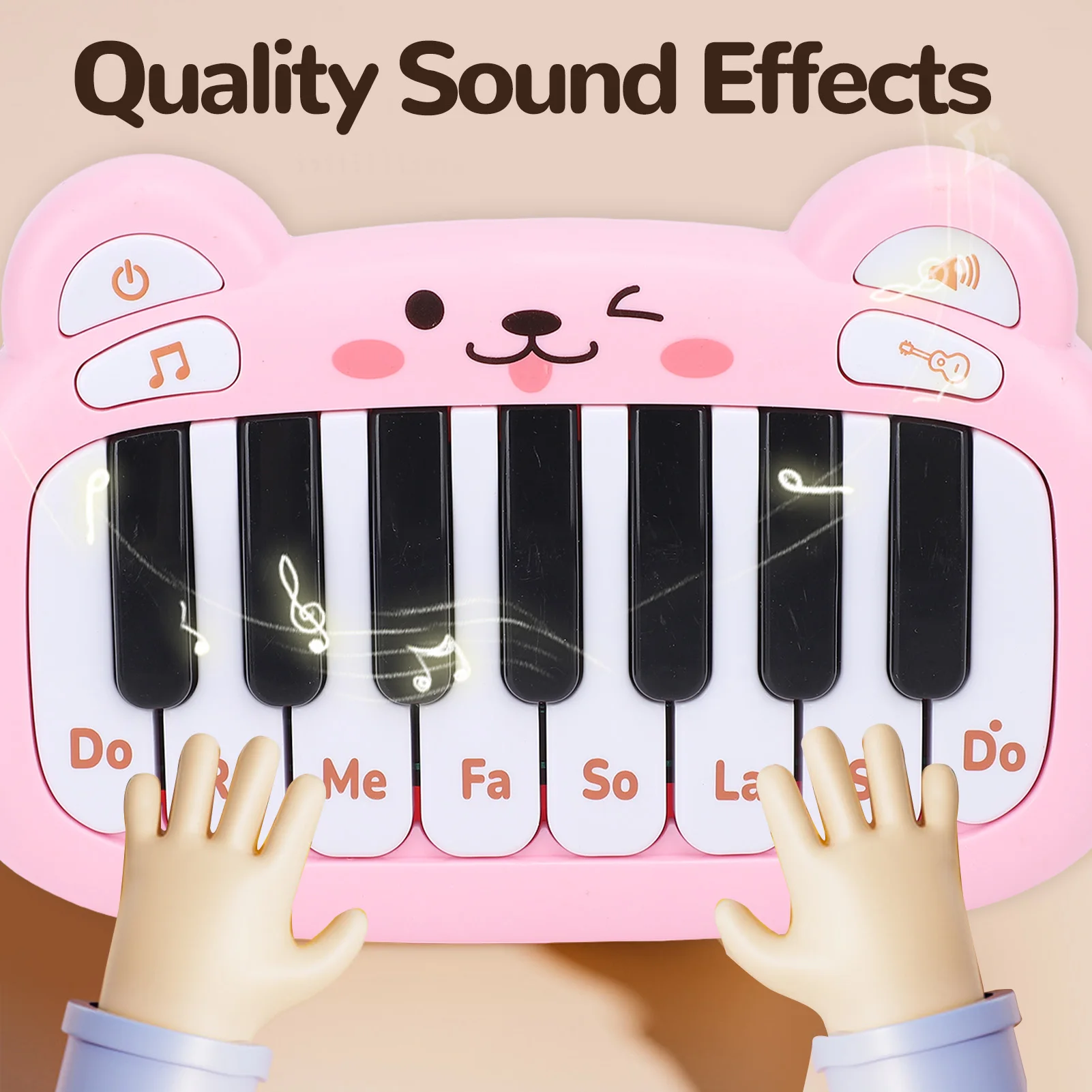 Baby Piano Toy Pocket Sized Battery Powered Toddler Piano Keyboard Musical Toy with Realistic Sound