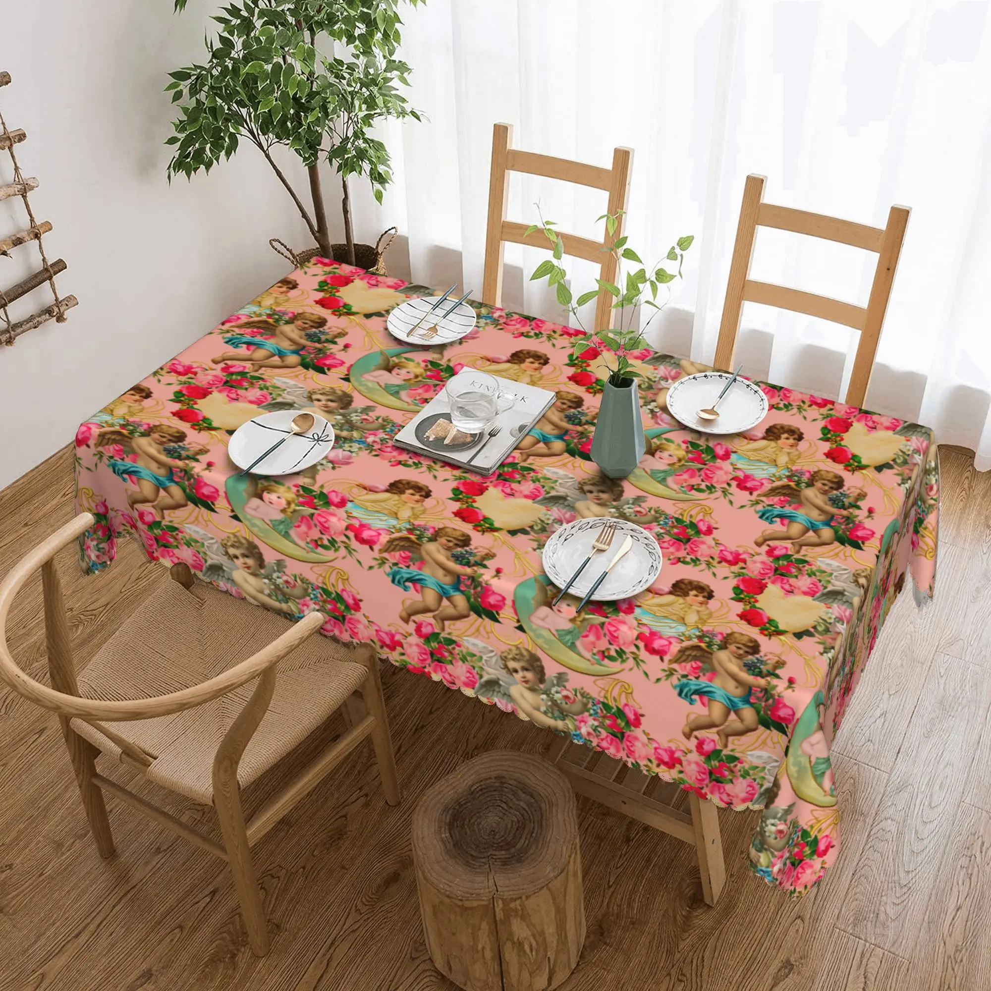 Nappe Rectangulaire Imperméable Ornée Style Baroque Ange Rococo Victorien Renaissance