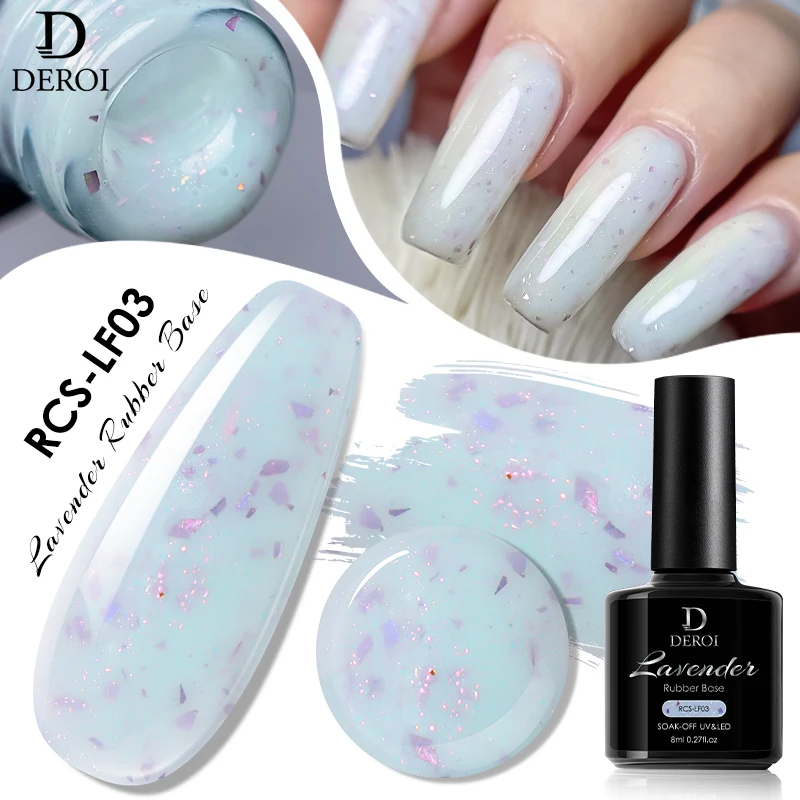 DEROI Nude Pink Gel Nail Polish for Manicure Gel Nail Polish Glitter Rubber Base Coat Nail Art Soak Off Semi Permanent Varnish