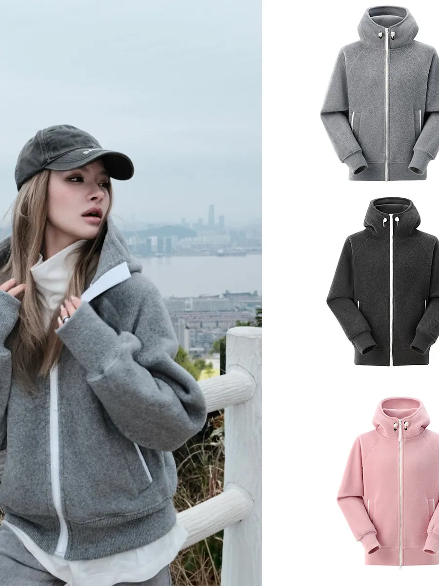 

ex Double-Sided Dense Weave Fce Hooded Jaet Outdoor Heavyweight Windproof Autumn Winter Polyester Fiber Long Sve ...