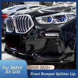 For BMW X6 G06 Car Front Bumper Spoiler Lip Splitter Gloss Black ABS Plastics Body Kits Tuning Accessories 2020 2021 2022 2023+