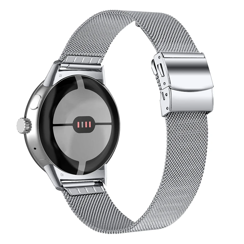 

For Google Pixel Watch 3 41mm / Watch 2 / Pixel Watch Stainless Steel Mesh Milanese Strap Adjustable Wrist Band with Closure Buc