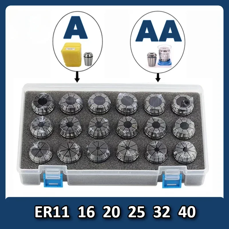 

TULX ER11 ER16 ER20 ER25 ER32 ER40 Set ER Spring Collet Suit Chuck 0.015 0.008mm A AA for CNC Milling Tool Holder Engraving