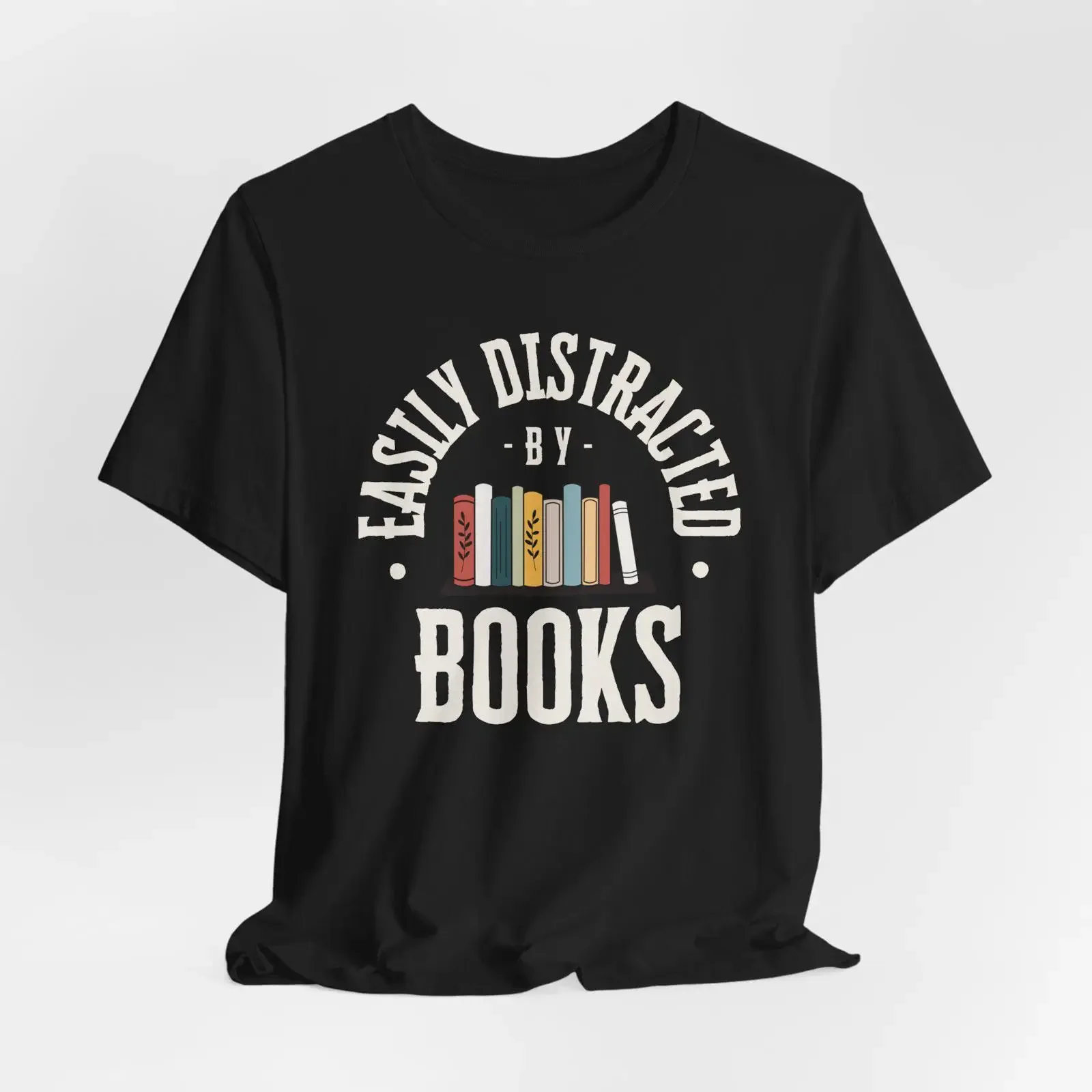 Easily Distracted By Books T Shirt Book Lover Bookworm Reading  vintage Washed graphic Soft Stretched Breathable Slightly