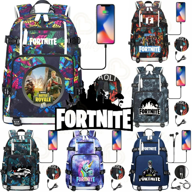 Back To School Mochila Escolar, sacs à dos en toile légers imprimés Fortnite Cuddle Team Leader avec poche latérale pour gobelet d'eau